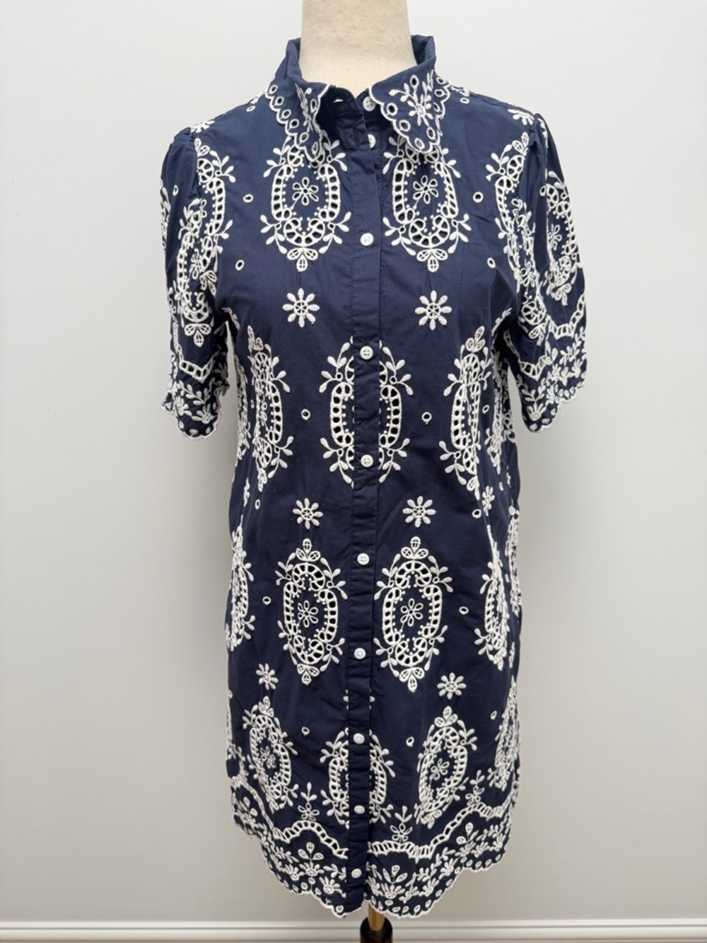 Sezane Elvina Dress Navy White Mini Dress Size 38 Medium US 6 - Picture 3 of 14